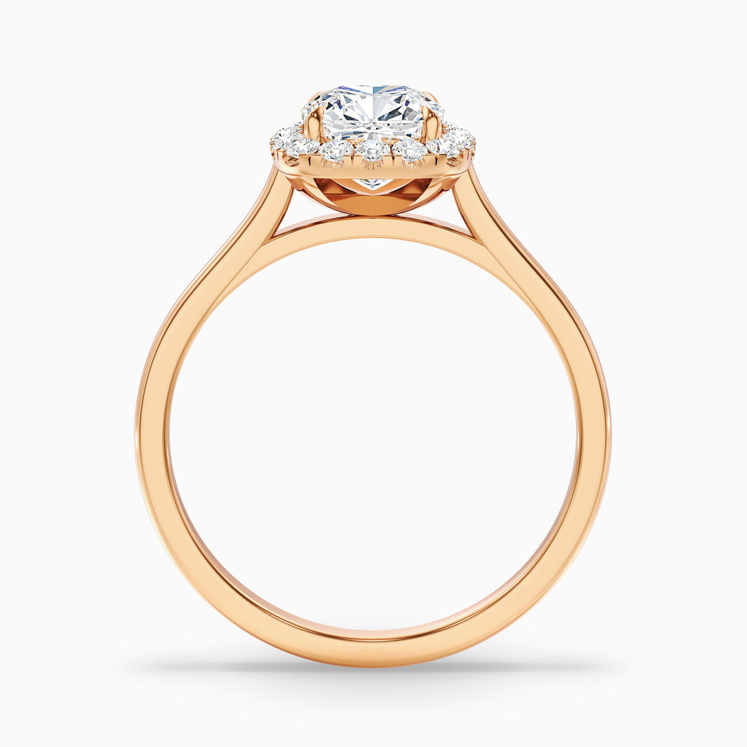 Jeri 3 Carat Cushion Cut Halo Lab Grown Engagement Ring in 18k Yellow Gold - Side View