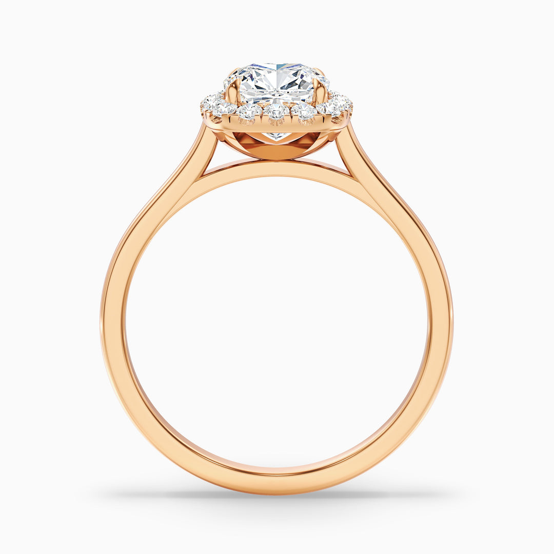 Jeri 2.5 Carat Cushion Cut Halo Lab Grown Engagement Ring in Platinum - Side View