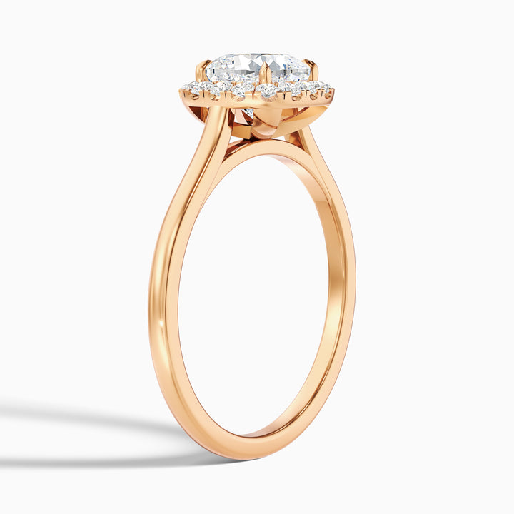 evvy 6 carat cushion cut halo moissanite diamond ring in 10k rose gold -  Detail View