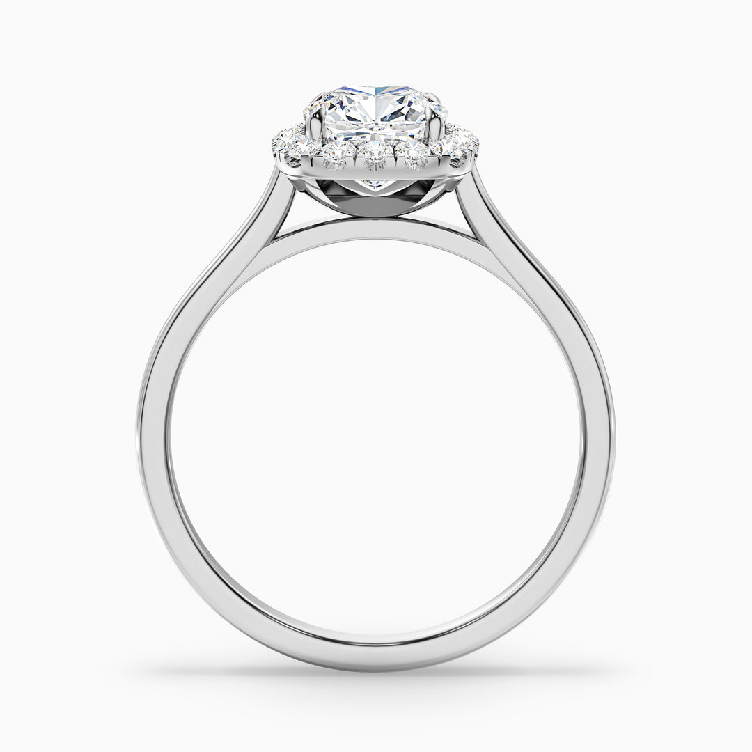 Jeri 1.5 Carat Cushion Cut Halo Lab Grown Engagement Ring in 14k White Gold - Side View