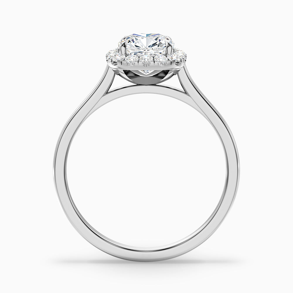 Dina 1 Carat Cushion Cut Halo Moissanite Diamond Ring - Side View