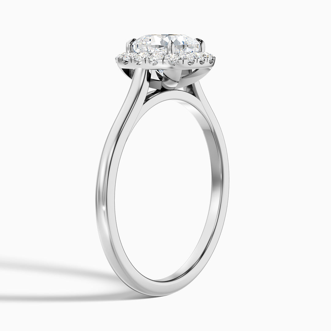 Jeri 2.5 Carat Cushion Cut Halo Lab Grown Engagement Ring in 14k White Gold - Detail View