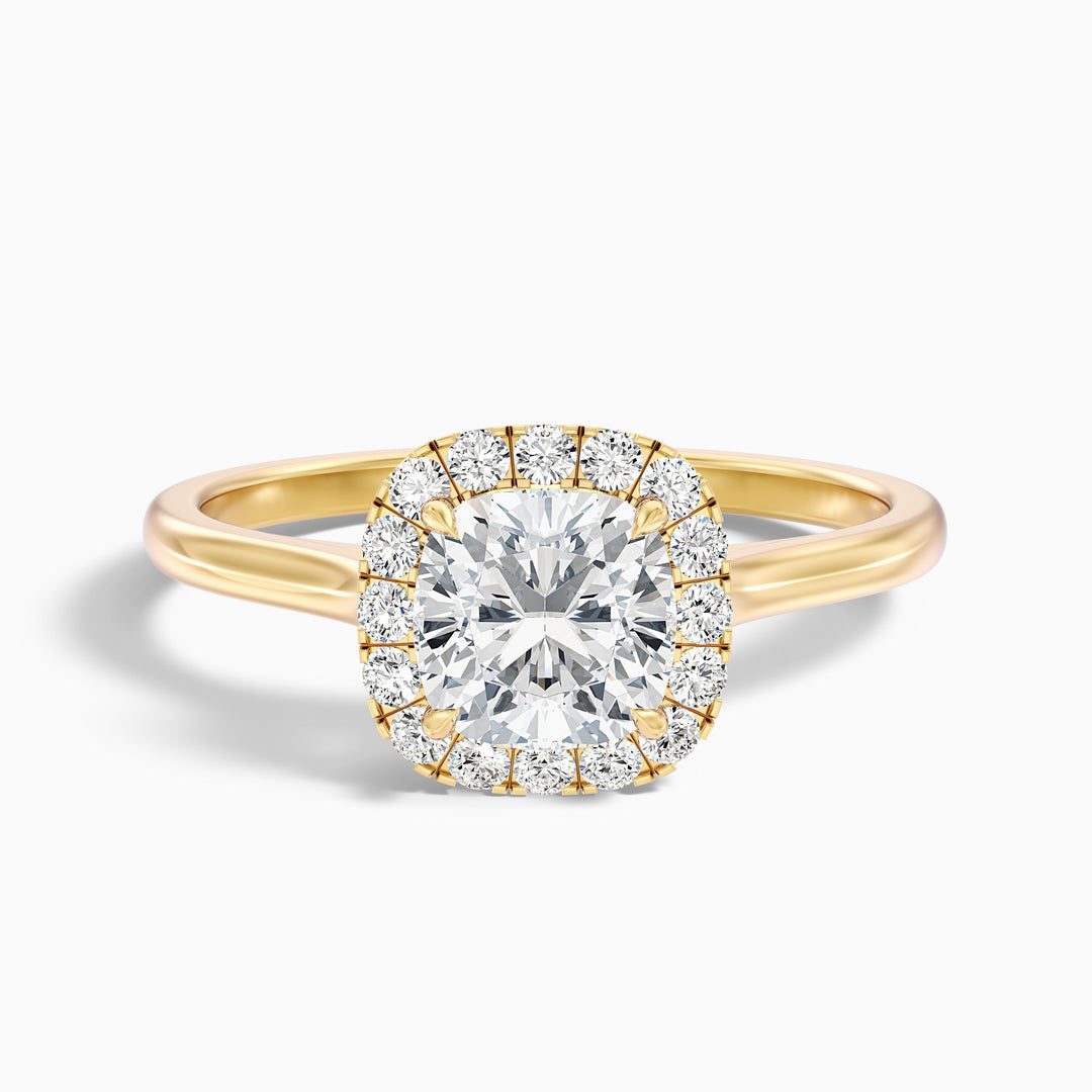 Jeri 2.5 Carat Cushion Cut Halo Lab Grown Engagement Ring in Platinum - Front View