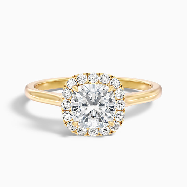 Jeri 2.5 Carat Cushion Cut Halo Lab Grown Engagement Ring in Platinum - Front View