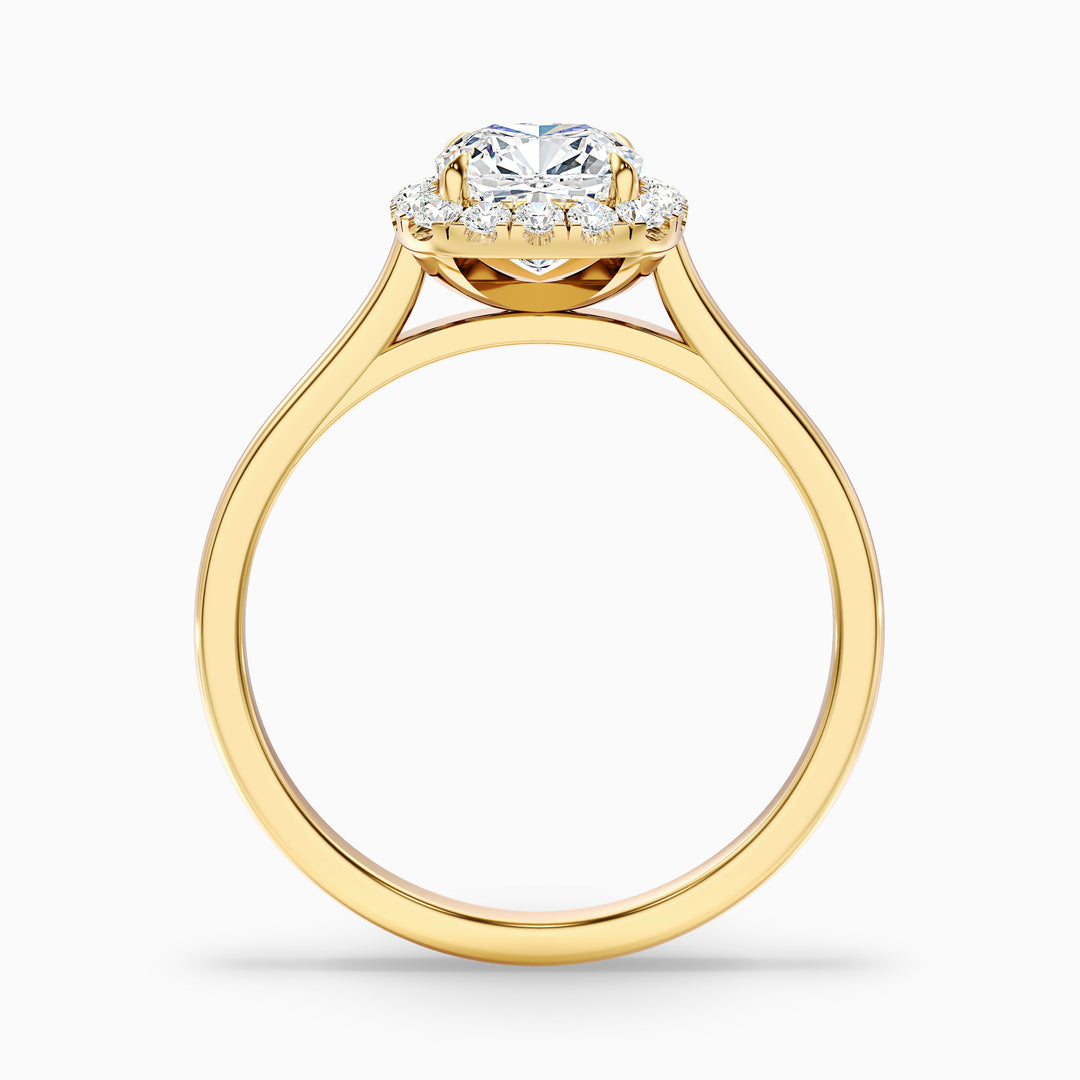 Jeri 2.5 Carat Cushion Cut Halo Lab Grown Engagement Ring in Platinum - Side View