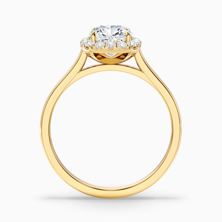 Jeri 2.5 Carat Cushion Cut Halo Lab Grown Engagement Ring in Platinum - Side View