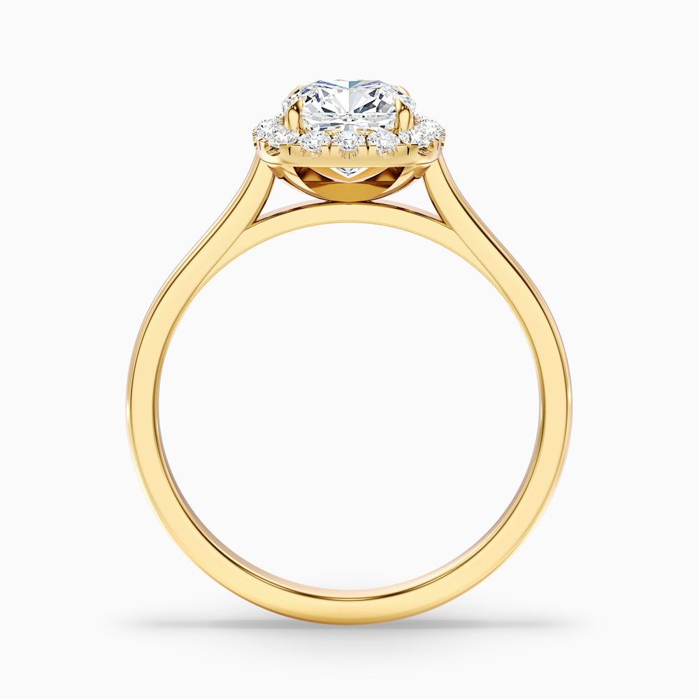 evvy 10 carat cushion cut halo moissanite diamond ring in 14k yellow gold -  Side View