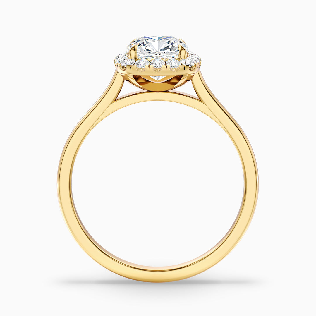 Jeri 5 Carat Cushion Cut Halo Lab Grown Engagement Ring in 10k White Gold - Side View