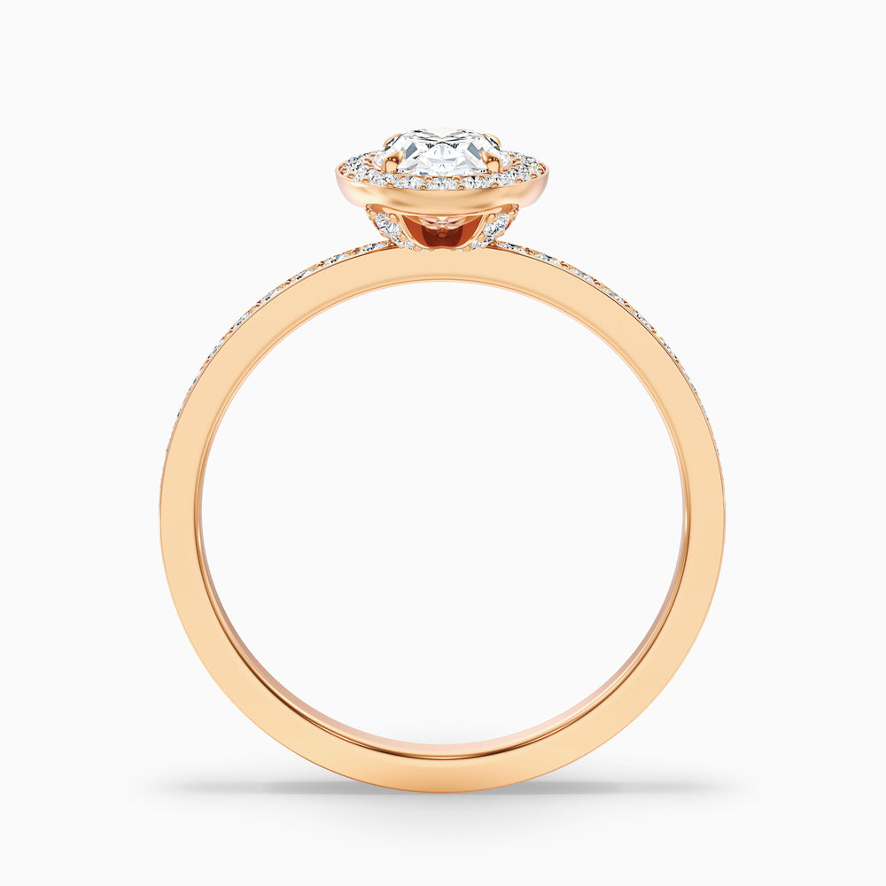 Eden 4 Carat Oval Halo Pave Lab Grown Engagement Ring in 14k Rose Gold - Side View