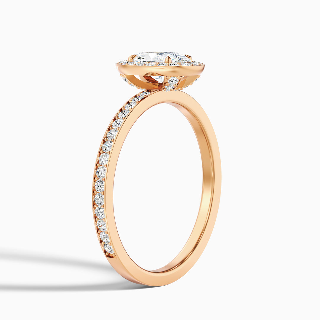 Eden 2 Carat Oval Halo Pave Lab Grown Engagement Ring in 10k Yellow Gold - Detail View