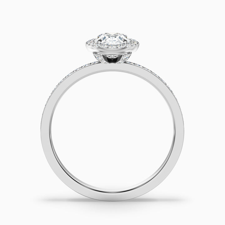 Eden 4 Carat Oval Halo Pave Lab Grown Engagement Ring in Platinum - Side View