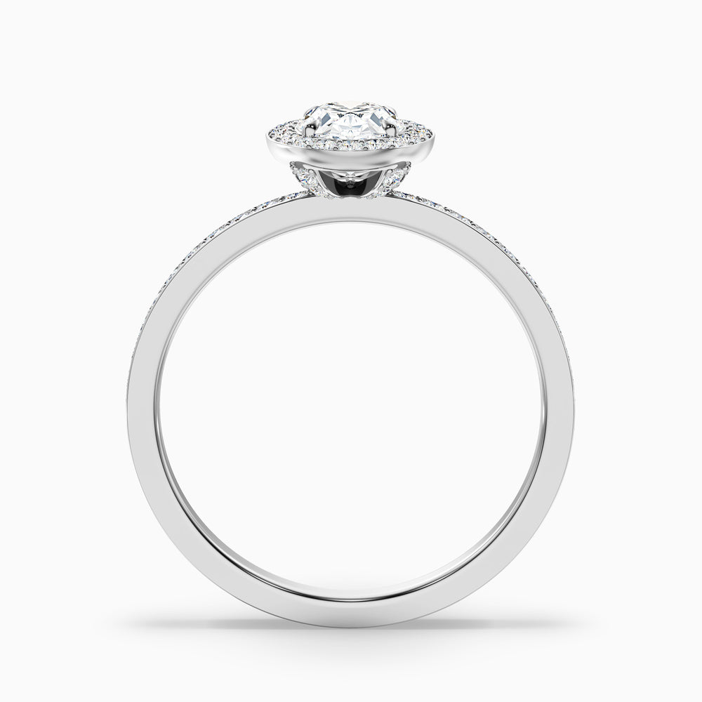 Eden 2 Carat Oval Halo Pave Lab Grown Engagement Ring in 10k White Gold - Side View