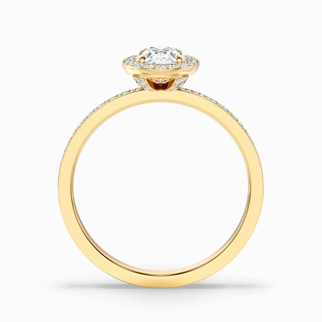 Eden 1 Carat Oval Halo Pave Lab Grown Engagement Ring in 10k Rose Gold - Side View