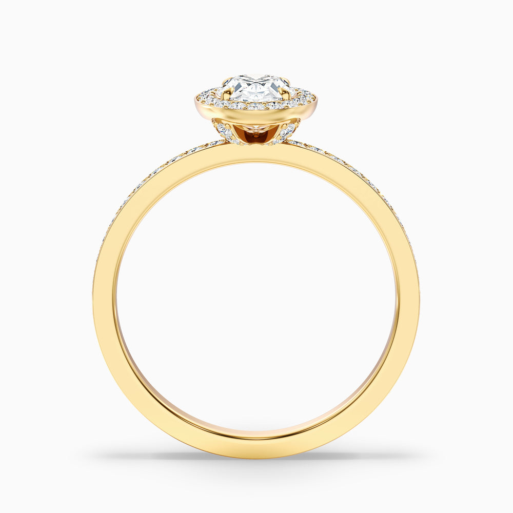 Eden 2.5 Carat Oval Halo Pave Lab Grown Engagement Ring in 18k Yellow Gold - Side View