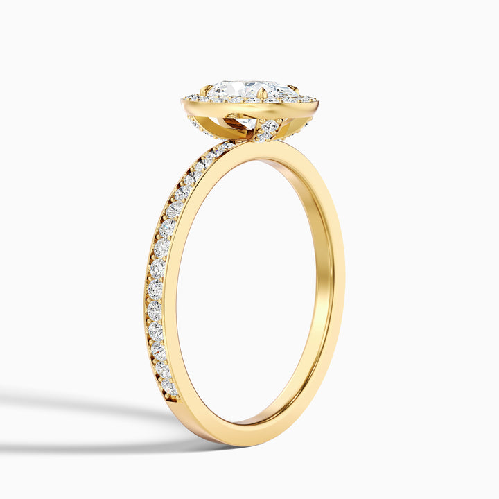 Eden 1 Carat Oval Halo Pave Lab Grown Engagement Ring in 14k Yellow Gold - Detail View