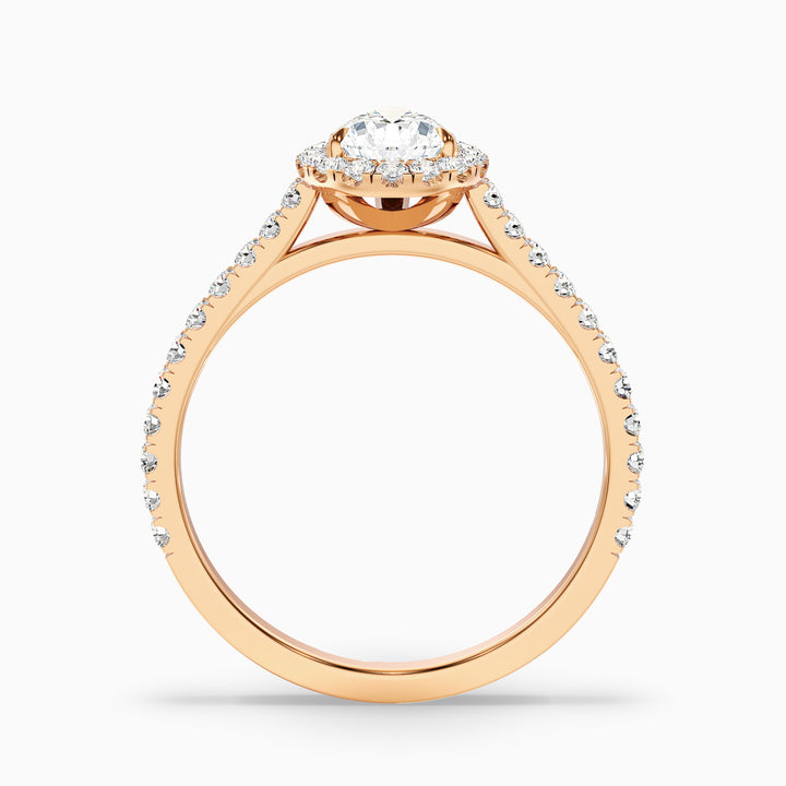 emie 10 carat pear shaped halo moissanite diamond ring in 18k rose gold -  Side View