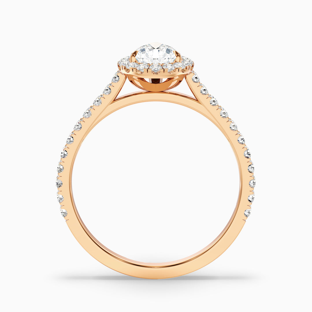 Cindy 5.5 Carat Pear Shaped Halo Moissanite Diamond Ring - Side View