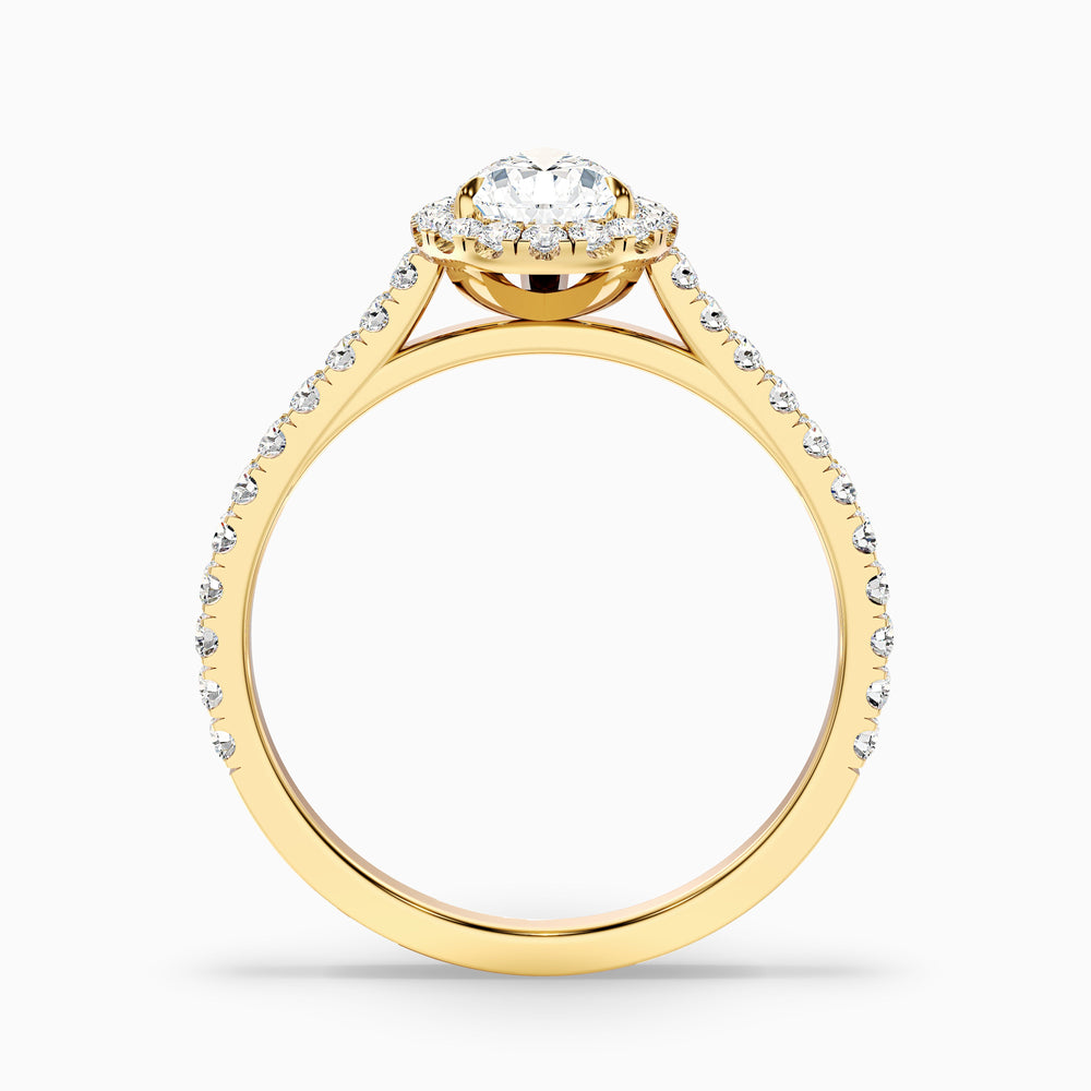 Cindy 4 Carat Pear Shaped Halo Moissanite Diamond Ring - Side View