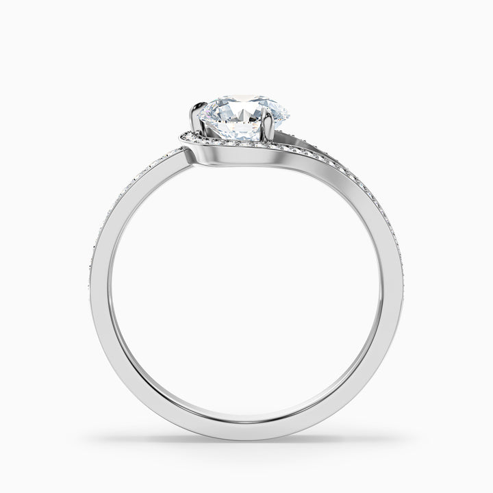 elly 10 carat round halo pave moissanite diamond ring in 18k white gold -  Side View