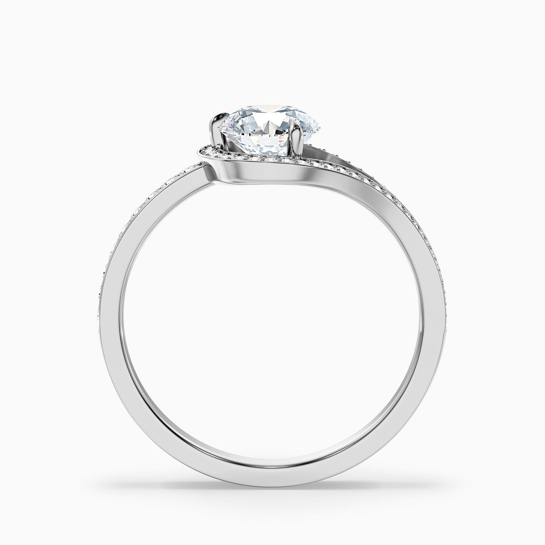 Avi 4.5 Carat Round Halo Pave Lab Grown Engagement Ring in 14k White Gold - Side View