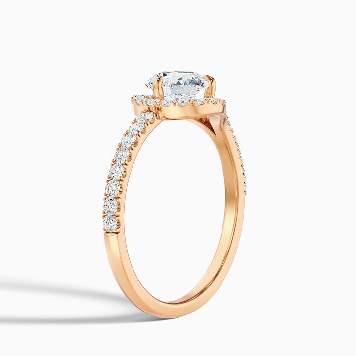 Betti 4.5 Carat Round Halo Pave Lab Grown Engagement Ring in 18k White Gold - Detail View