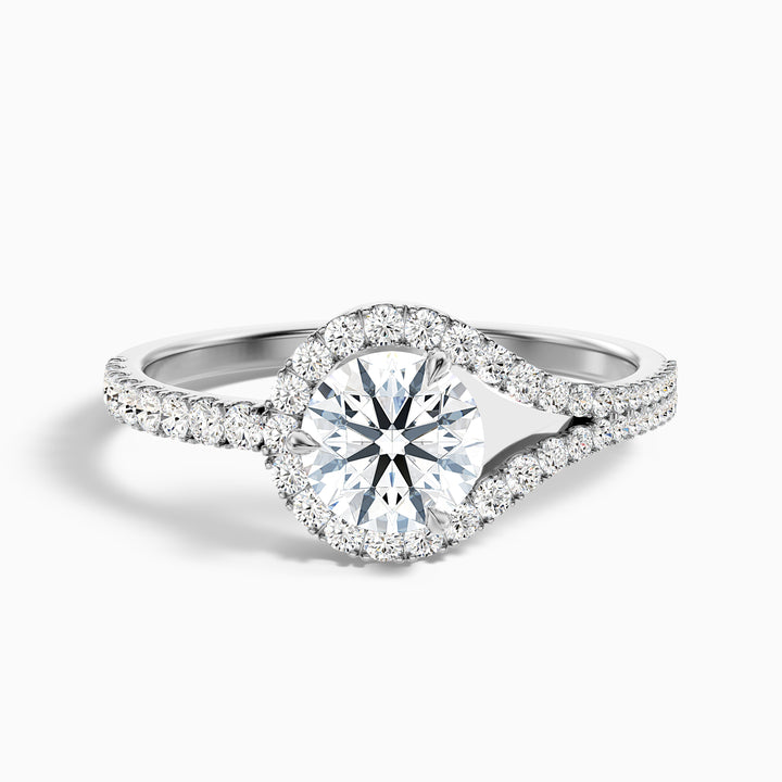 Callie 1 Carat Round Halo Pave Moissanite Diamond Ring - Front View