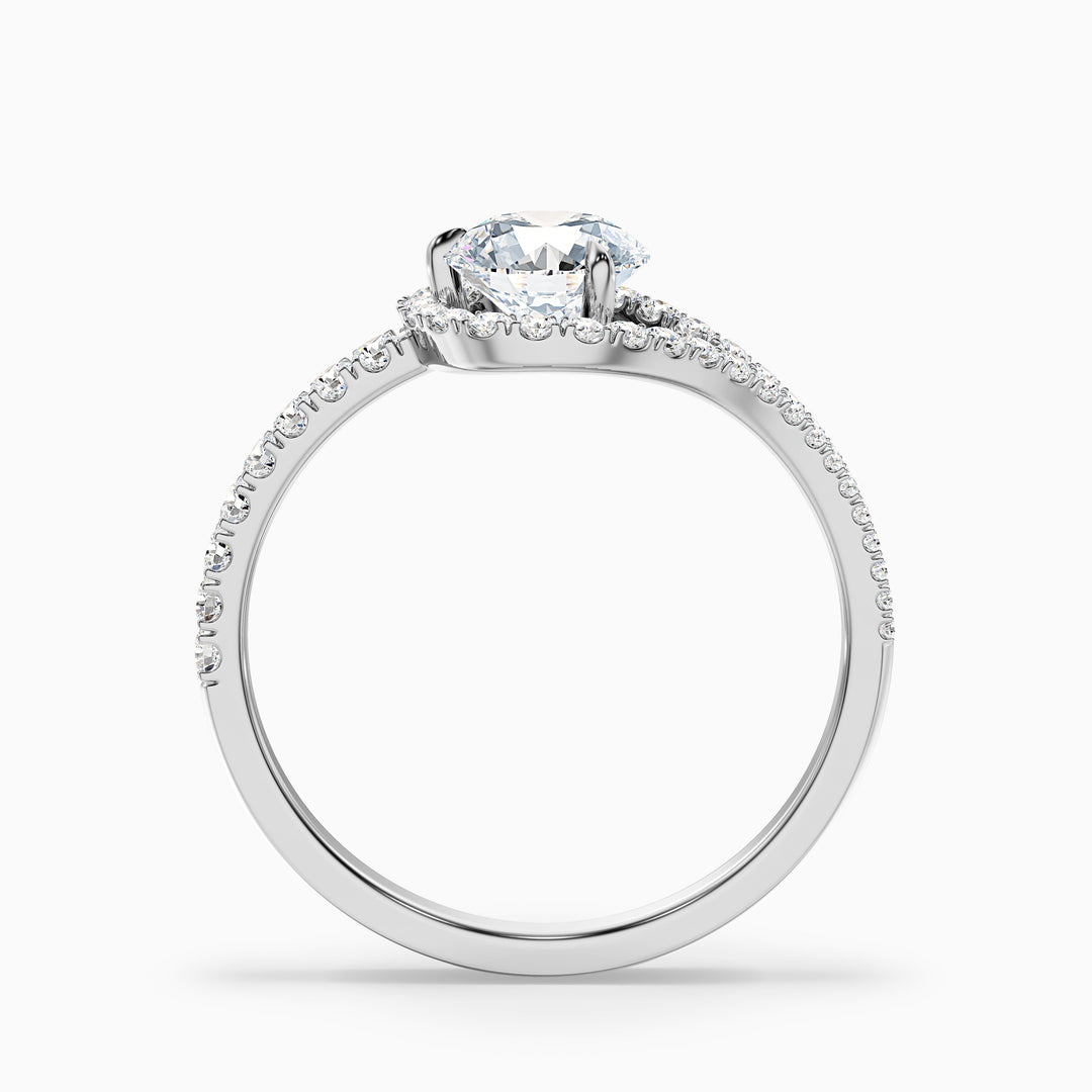 Betti 3.5 Carat Round Halo Pave Lab Grown Engagement Ring in 10k White Gold - Side View