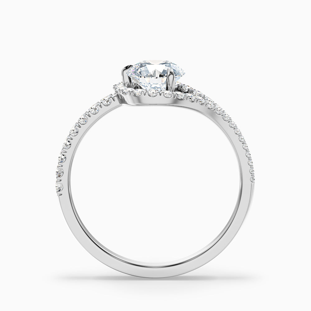 Betti 2 Carat Round Halo Pave Lab Grown Engagement Ring in 10k White Gold - Side View