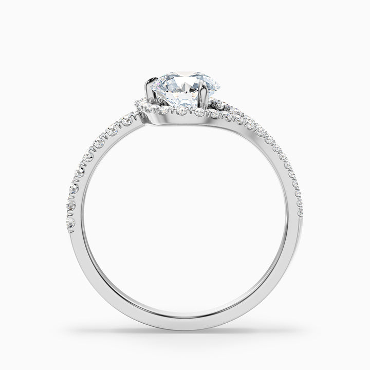 Betti 2 Carat Round Halo Pave Lab Grown Engagement Ring in 10k White Gold - Side View