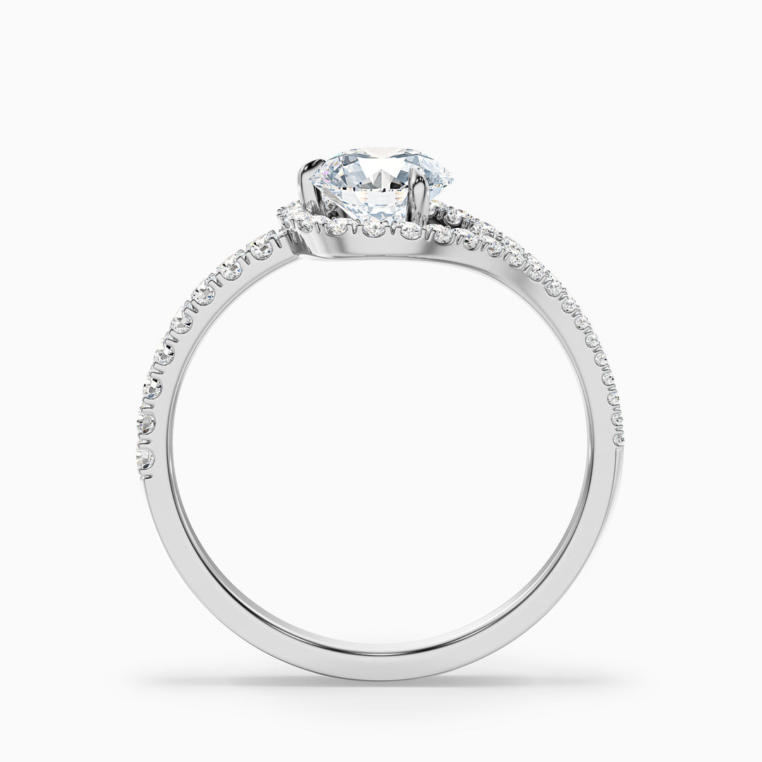 Betti 2 Carat Round Halo Pave Lab Grown Engagement Ring in Platinum - Side View