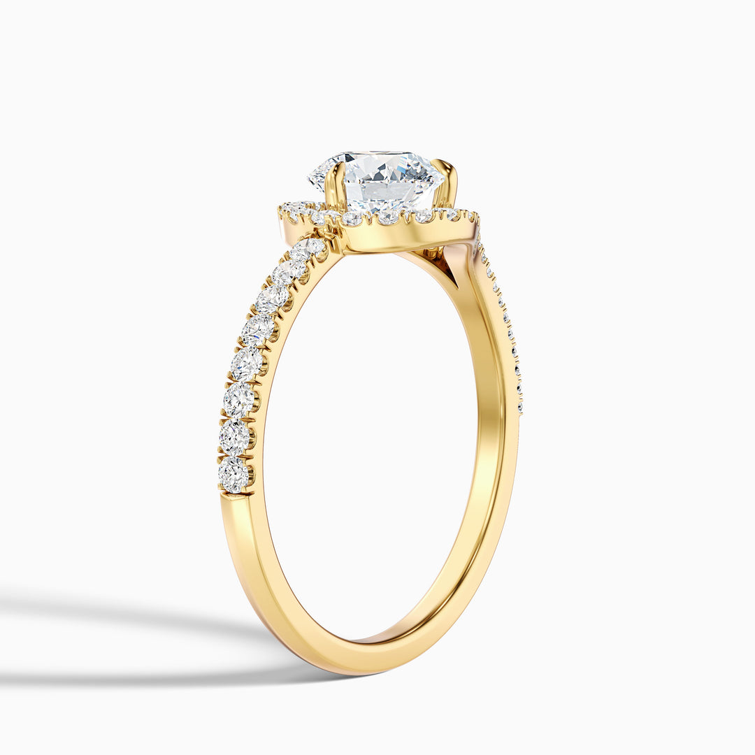 Betti 2.5 Carat Round Halo Pave Lab Grown Engagement Ring in 18k Rose Gold - Detail View