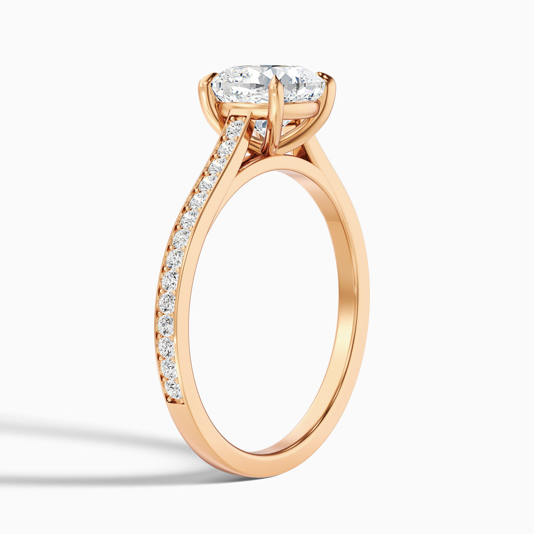 Eva 1.5 Carat Cushion Cut Side Stone Pave Lab Grown Engagement Ring in Platinum - Detail View