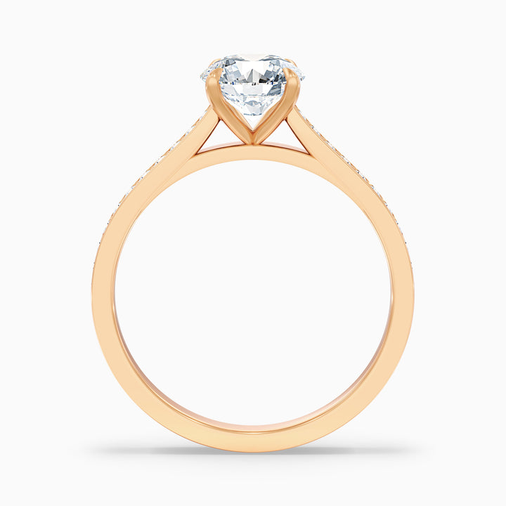 Callie 1 Carat Round Side Stone Pave Lab Grown Engagement Ring in 10k Rose Gold - Side View