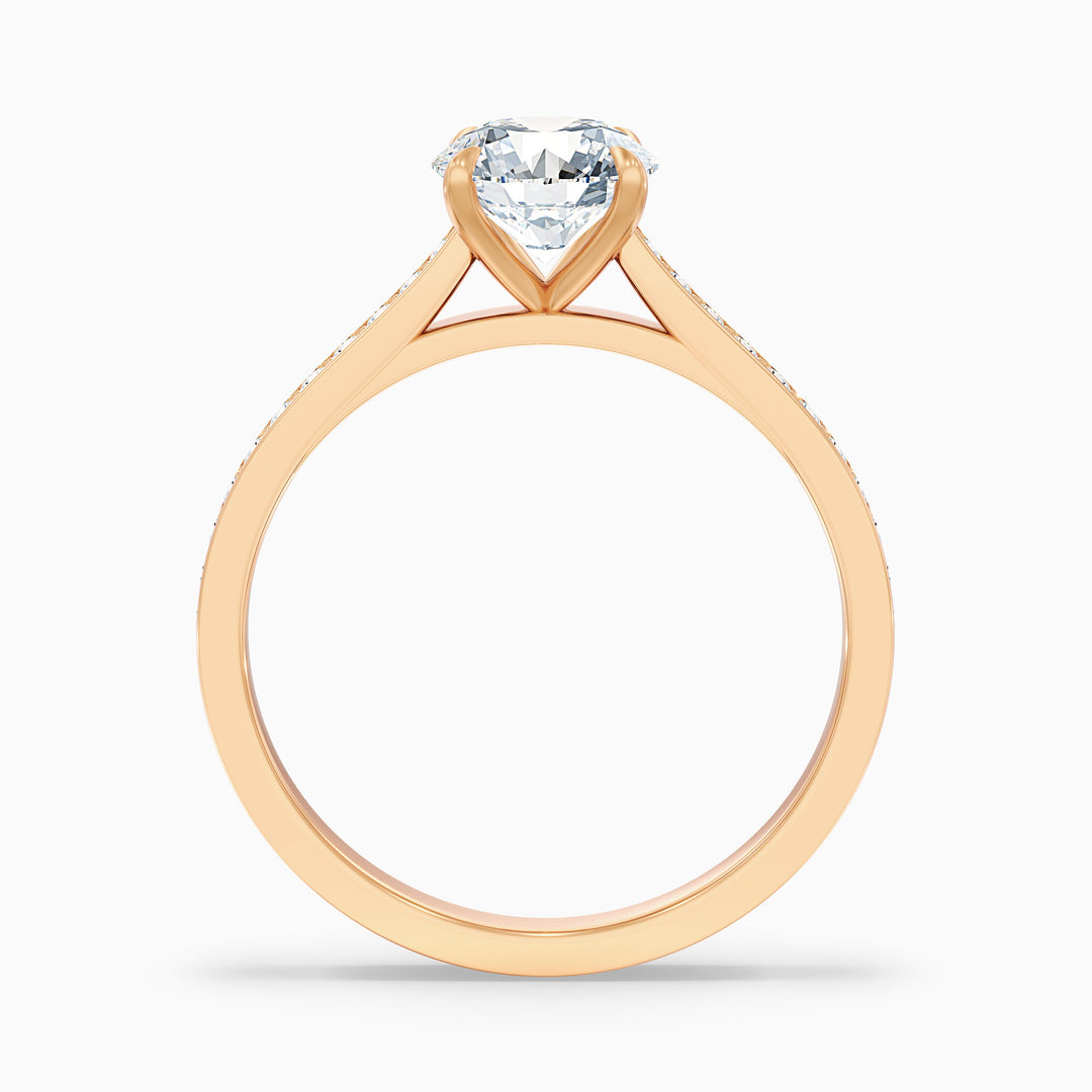 Betti 3 Carat Round Side Stone Pave Moissanite Diamond Ring - Side View