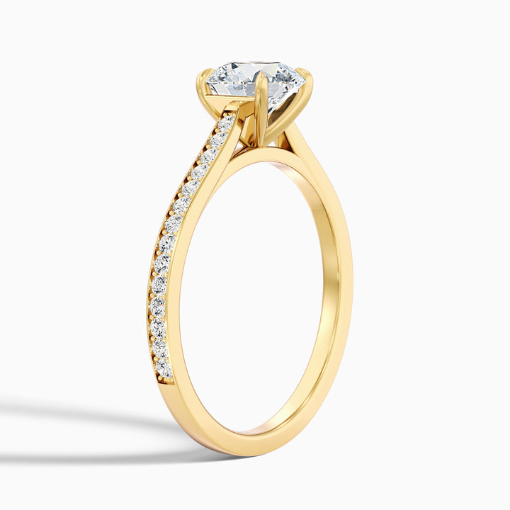 Callie 2 Carat Round Side Stone Pave Lab Grown Engagement Ring in 14k Rose Gold - Detail View