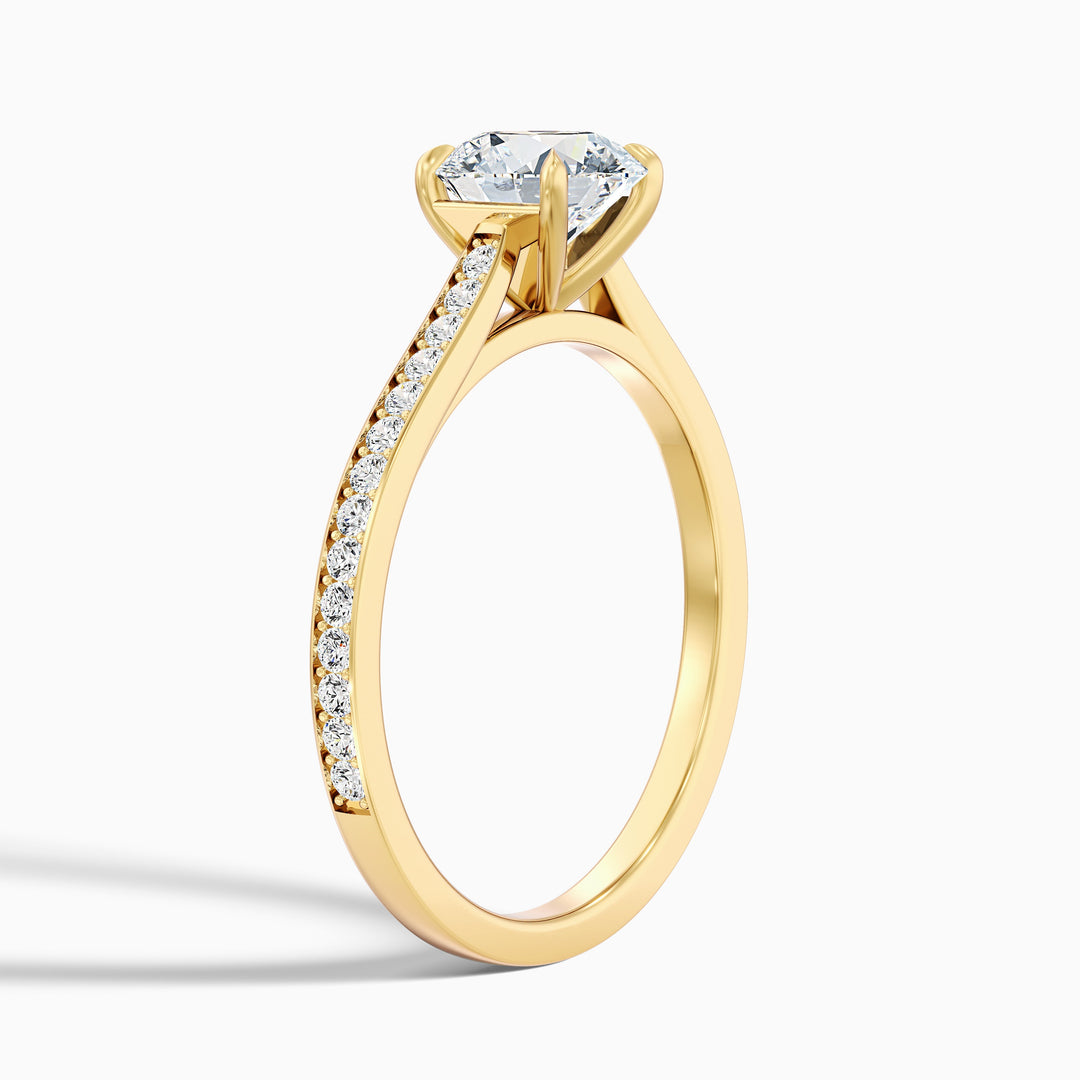 Betti 1.5 Carat Round Side Stone Pave Moissanite Diamond Ring - Detail View