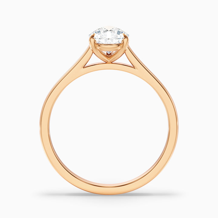 dion 7 carat pear shaped solitaire moissanite engagement ring in 10k rose gold -  Side View