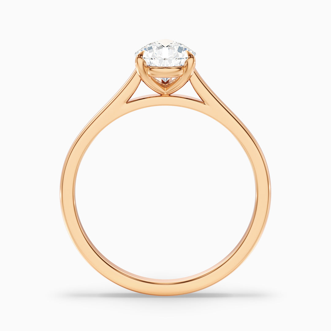 Cherri 3 Carat Pear Shaped Solitaire Lab Grown Engagement Ring in 10k Yellow Gold - Side View