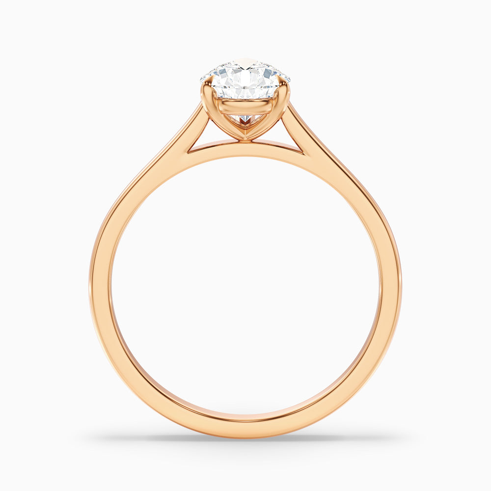 Cherri 3 Carat Pear Shaped Solitaire Lab Grown Engagement Ring in 14k Rose Gold - Side View