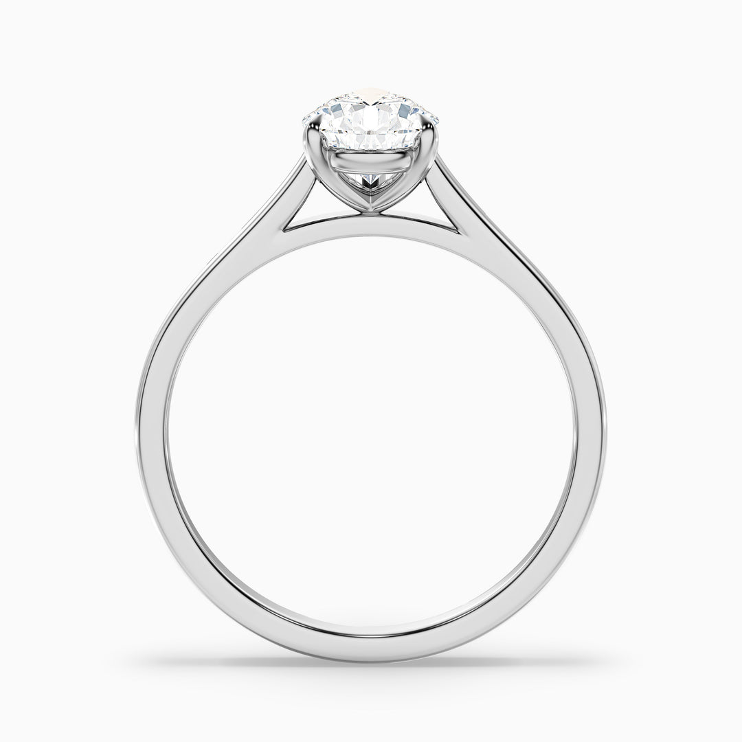 dion 6 carat pear shaped solitaire moissanite engagement ring in 18k white gold -  Side View