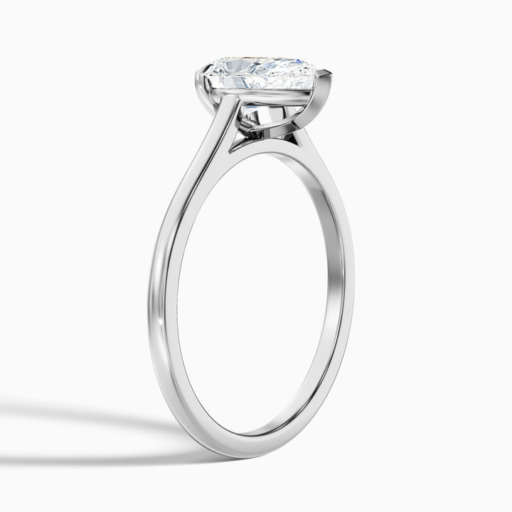 Cherri 3.5 Carat Pear Shaped Solitaire Lab Grown Engagement Ring in Platinum - Detail View