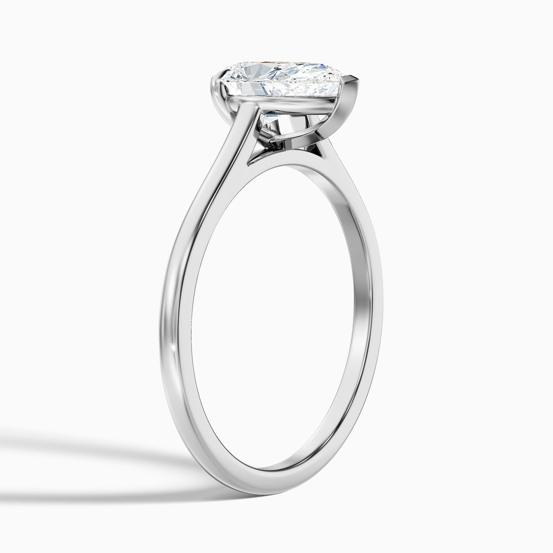 Cherri 2 Carat Pear Shaped Solitaire Lab Grown Engagement Ring in 10k White Gold - Detail View