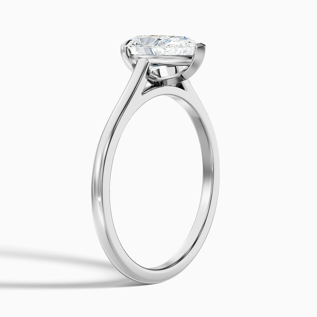 dion 7 carat pear shaped solitaire moissanite engagement ring in 925 sterling silver - Detail View