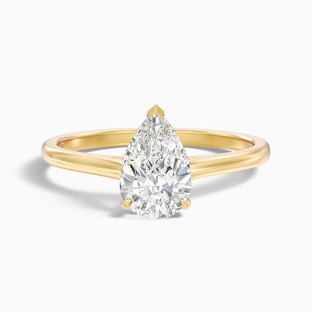 Cherri 1 Carat Pear Shaped Solitaire Lab Grown Engagement Ring in Platinum - Front View