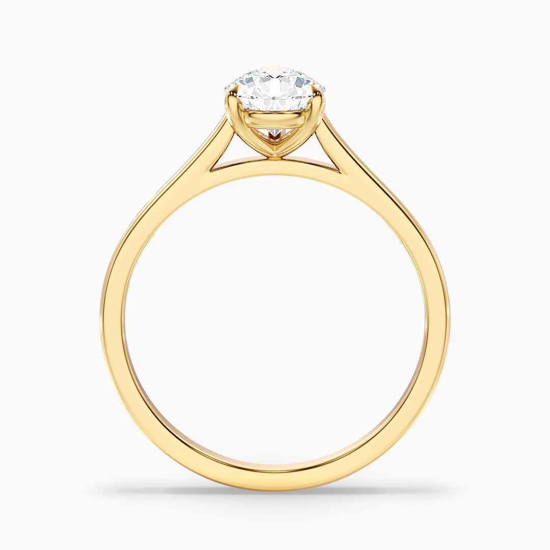 dion 8 carat pear shaped solitaire moissanite engagement ring in 14k yellow gold -  Side View