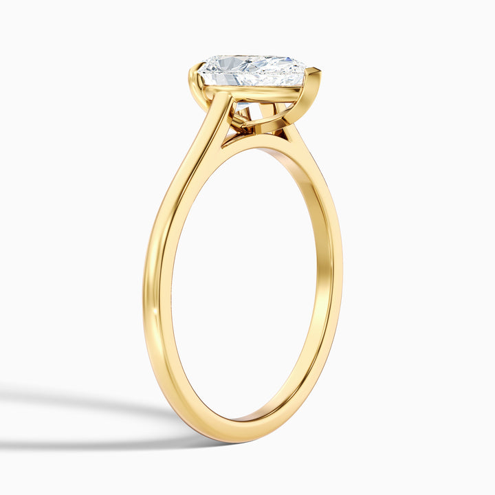 Cherri 4.5 Carat Pear Shaped Solitaire Lab Grown Engagement Ring in 14k Yellow Gold - Detail View