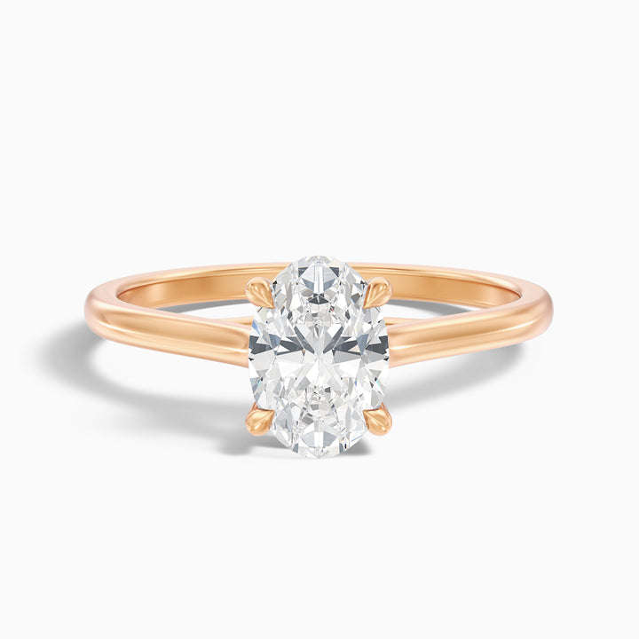 Cindy 2 Carat Oval Solitaire Lab Grown Engagement Ring in 10k Yellow Gold - Front View