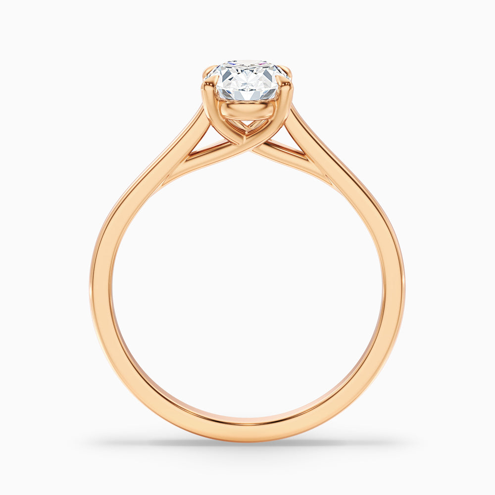 Cindy 3 Carat Oval Solitaire Lab Grown Engagement Ring in 14k Rose Gold - Side View