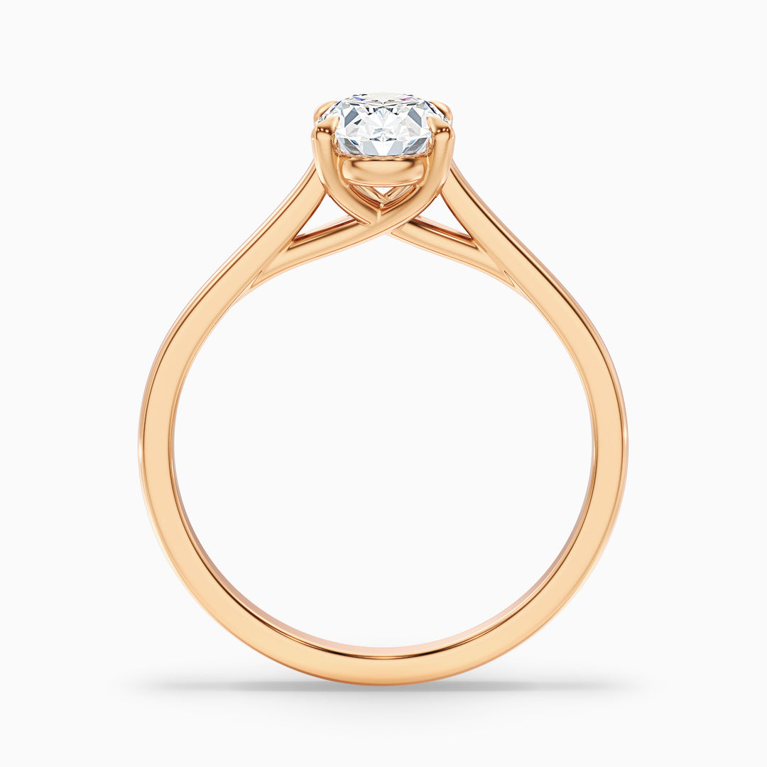 Cindy 1 Carat Oval Solitaire Lab Grown Engagement Ring in 18k Rose Gold - Side View