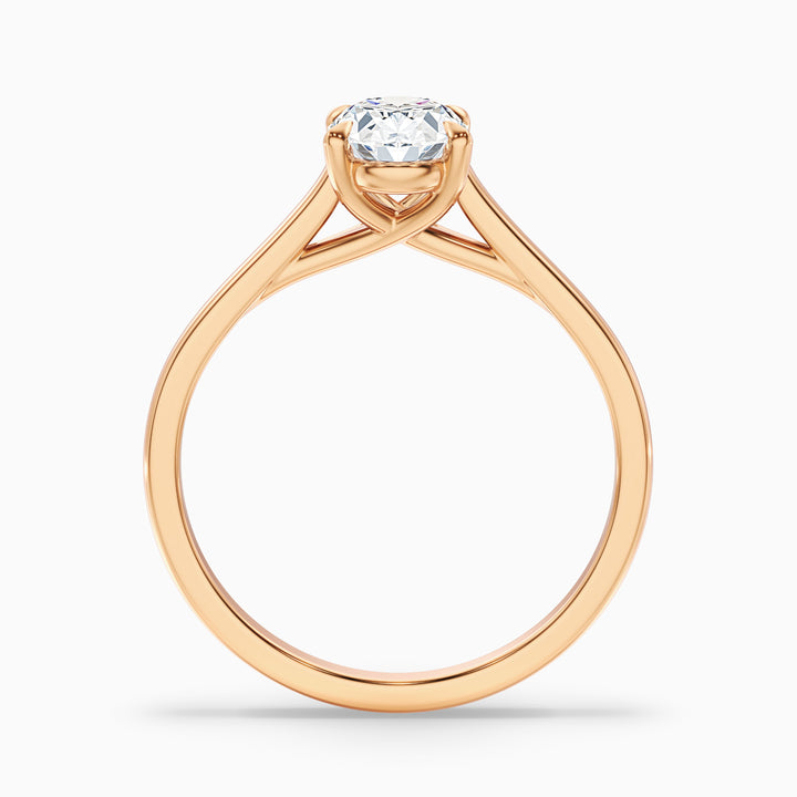 Cindy 1 Carat Oval Solitaire Lab Grown Engagement Ring in 18k Rose Gold - Side View